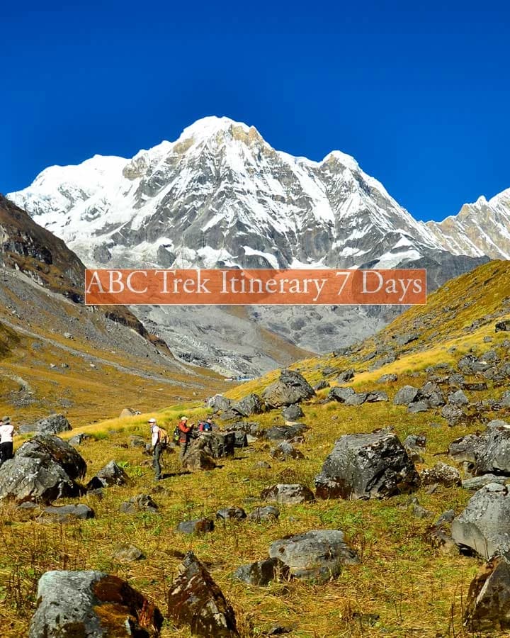 abc trek itinerary mbc to annapurna base camp