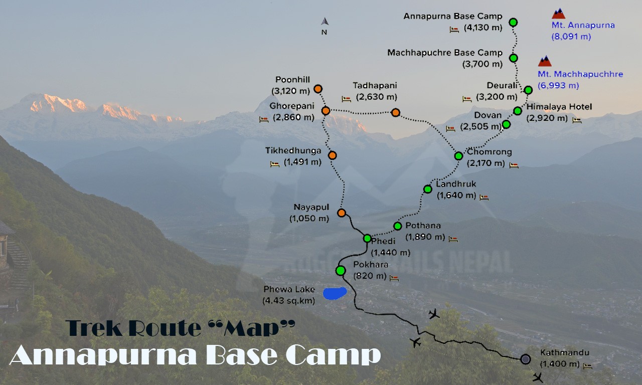 annapurna base camp trekking route map