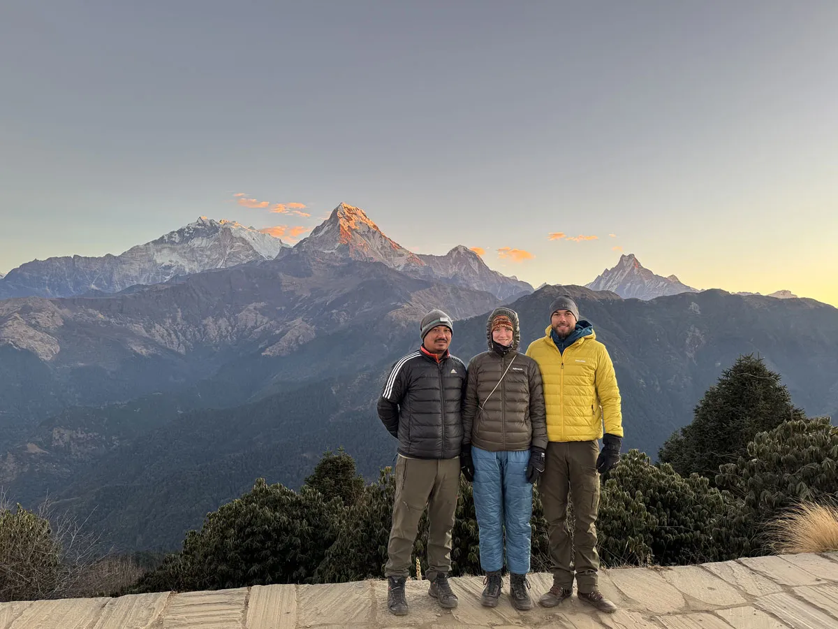 trekkers at ghorepani poon hill viewpoint on the khopra danda trek