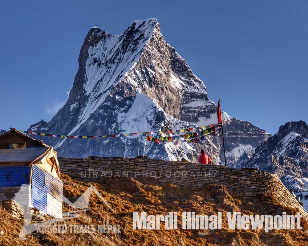 Nose to nose view of Mt. Fishtail from the Mardi Himal Viewpoint