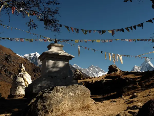 Buddhist Stupa Prayer Flags Everest Trail