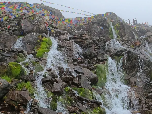 Gosaikunda Waterfall Prayer Flags
