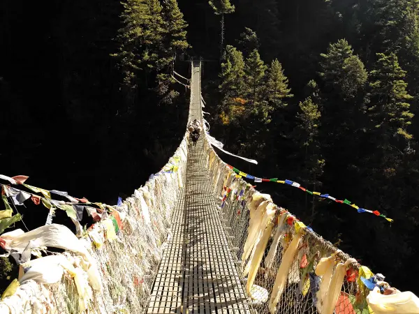 Himalayan Suspension Bridge Prayer Flags