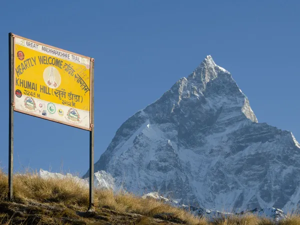 Khumai Danda Welcome Signboard Machhapuchhre