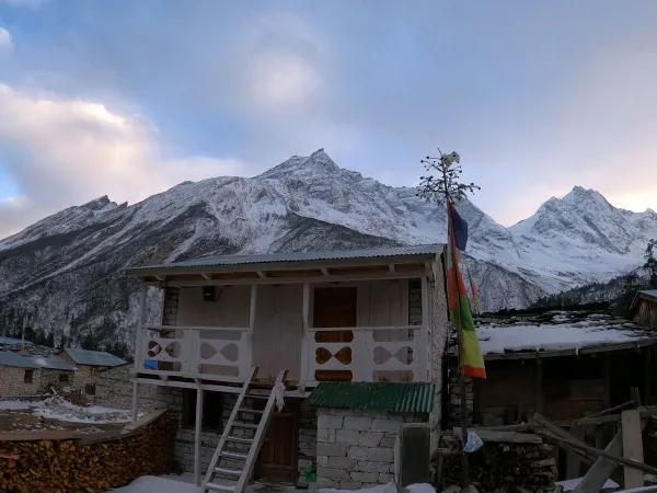 Manaslu Circuit Stone House Snow Village 3