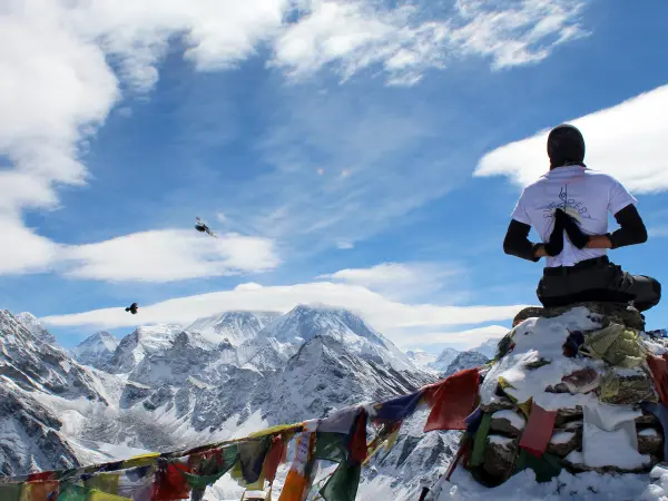 Meditation Prayer Flags Everest Region Gokyo Ri