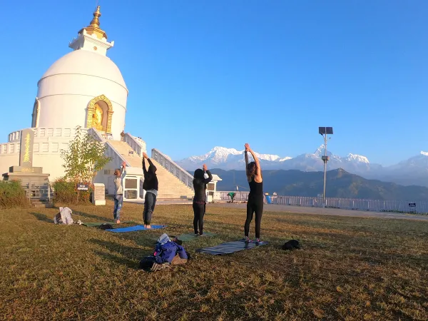 Morning Yoga Session World Peace Pagoda Pokhara