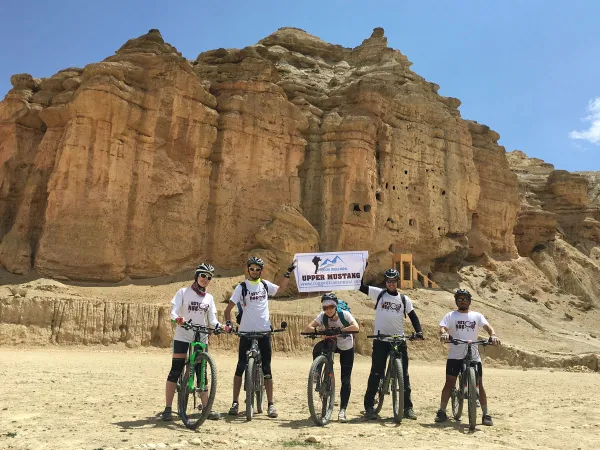 Mountain Biking Upper Mustang Group Banner Cliff