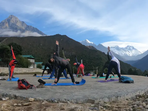 Outdoor Yoga Practice Everest Himalayas