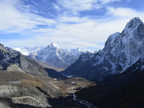 Panoramic View Gokyo Valley Ama Dablam Peak