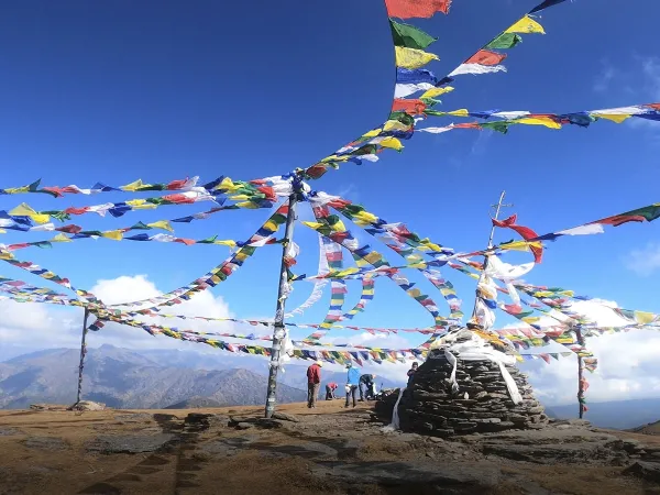 Pikey Peak Viewpoint Prayer Flags Himalaya