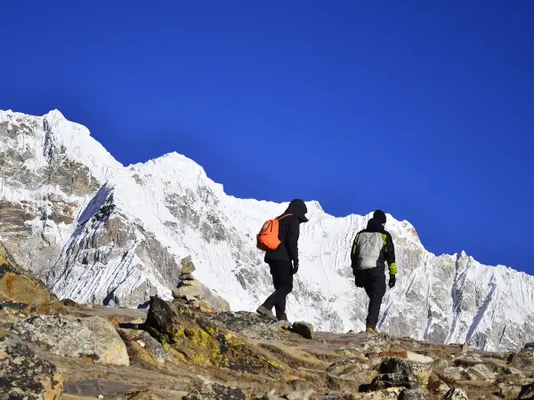 Trekkers Hiking Everest Region Mountains