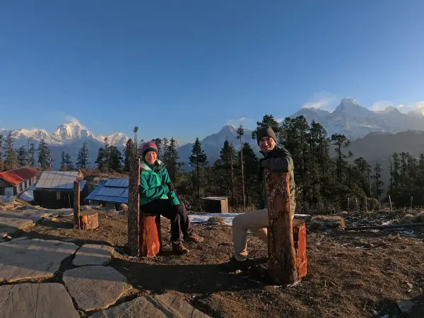 Trekkers Resting Annapurna View