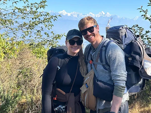 Hikers enjoy the accessible trails and serene Himalayan views during the Kathmandu Valley Rim Trek