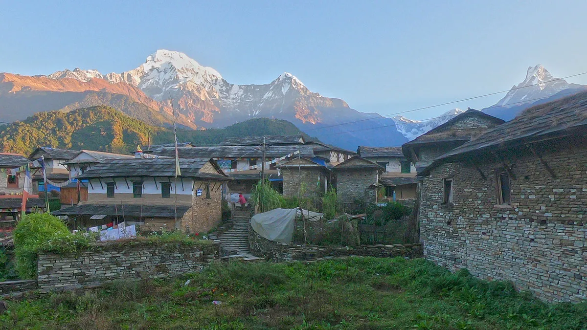 morning view from ghandruk village on panorama trek